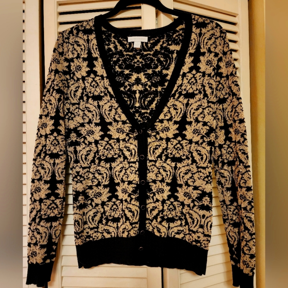 New York & Company sweater, black, gold, small